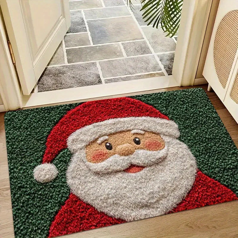 Fun Christmas Welcome Mat Santa Gingerbread Design