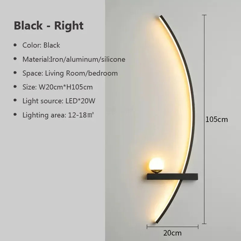 Modern Black Gold Wall Light Fixture