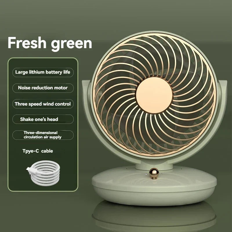 Portable USB Desk Fan with 360° Spin & 3 Speeds