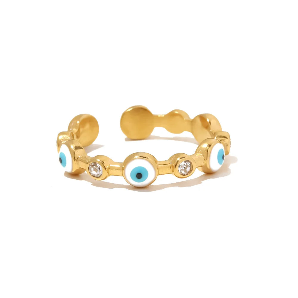 Delicate Evil Eye Diamond Adjustable Ring