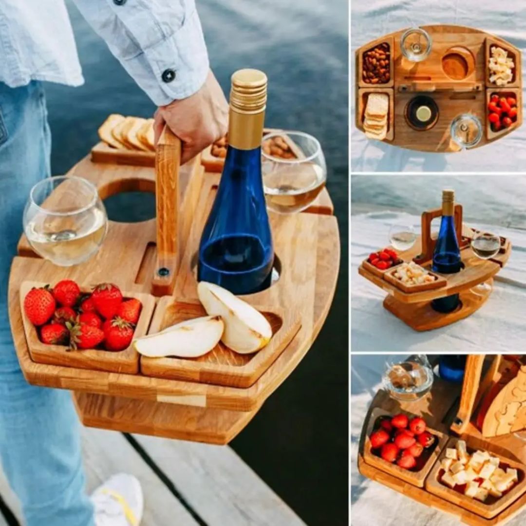 Collapsible Wooden Outdoor Wine Bar Table