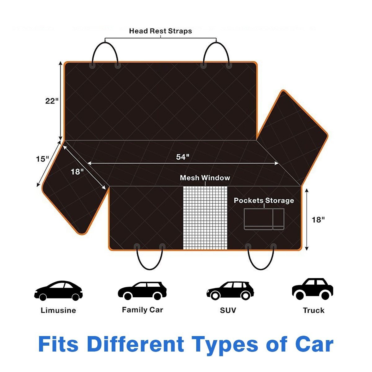 Durable Pet Car Seat Protector / Waterproof Back Seat Cover