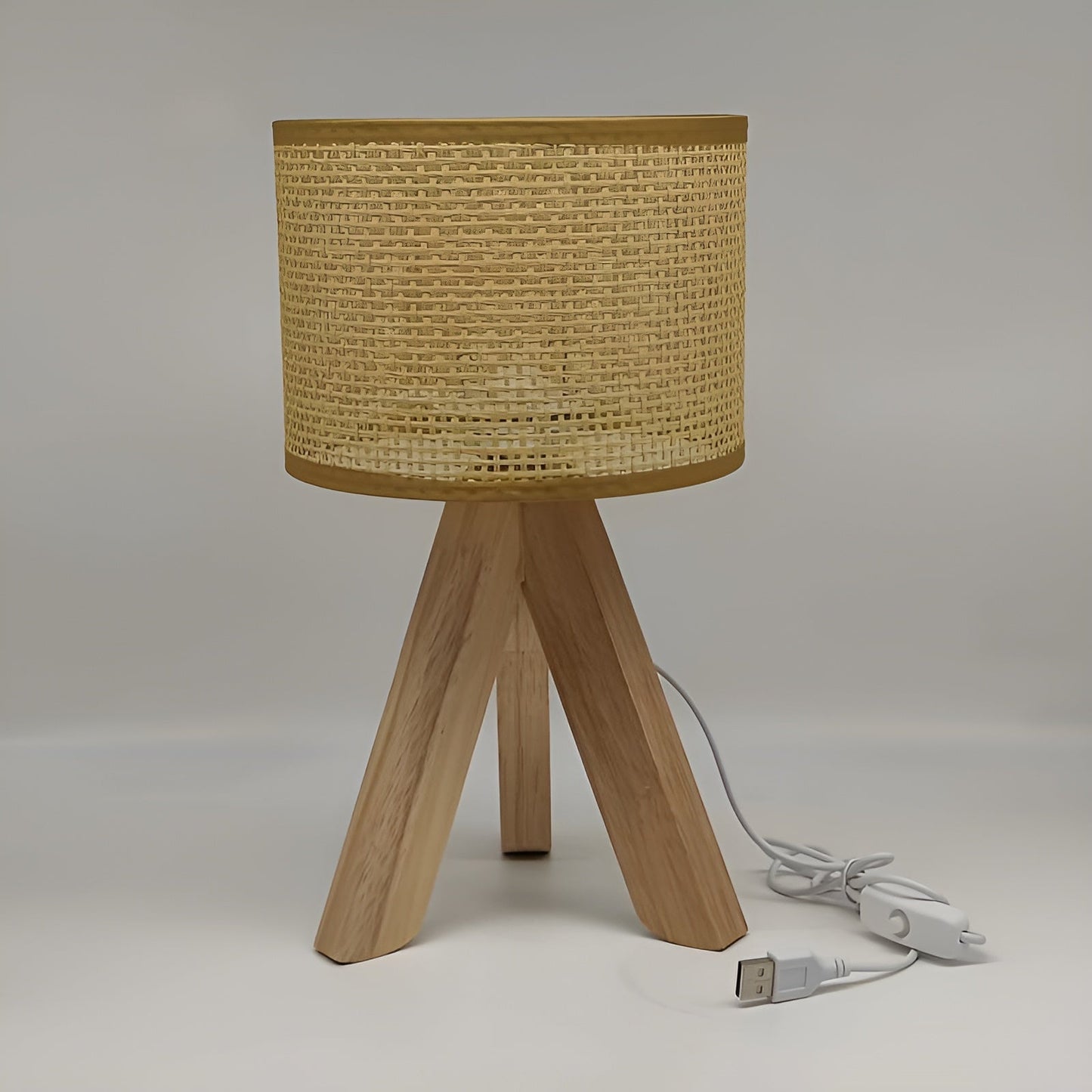 Eco Friendly Woven Rattan Table Lamp with USB Port