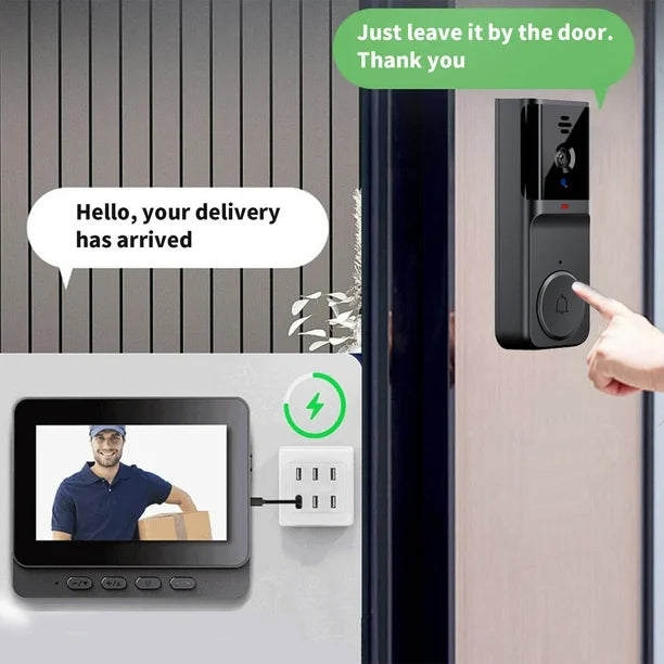 Wireless Video Doorbell with 4.3 Screen and Long Battery Life