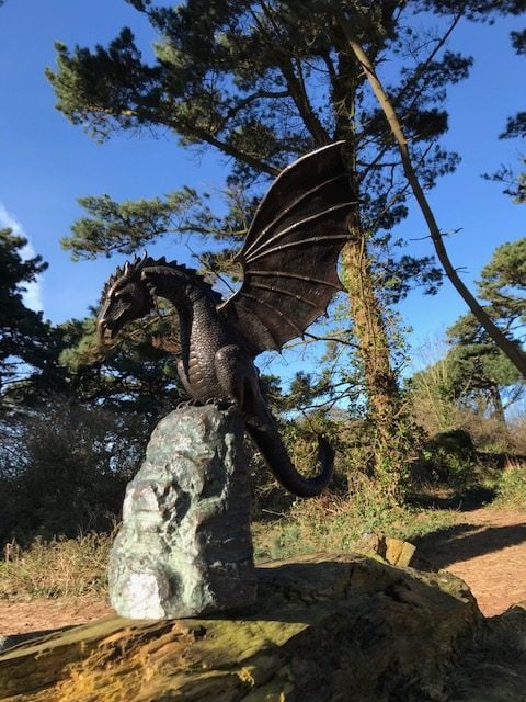 Detailed Dragon Statue Water Feature Fountain