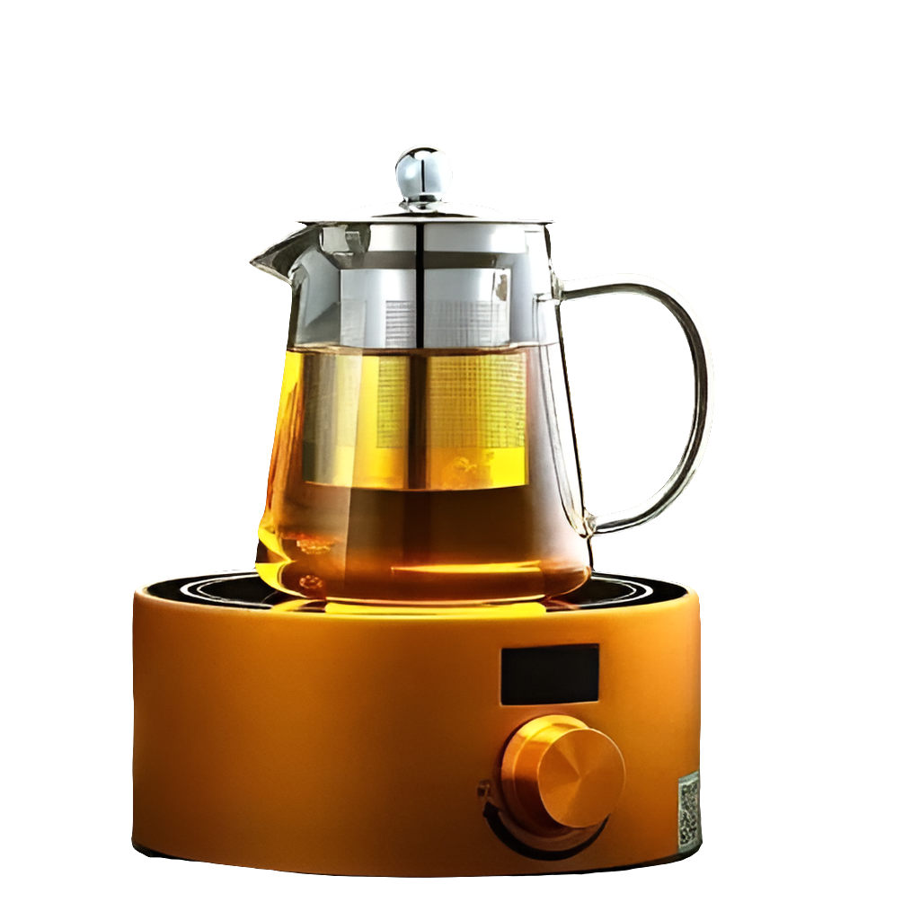 Clear Glass Teapot with Built-In Strainer