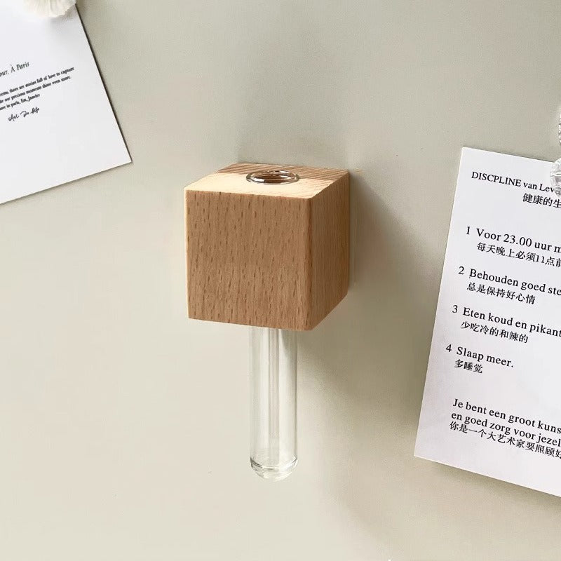 Small Wooden Magnetic Vase Wall Decoration
