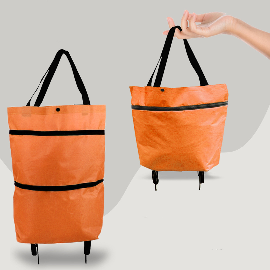Practical 2-in-1 Folding Shopping Tote with Wheels