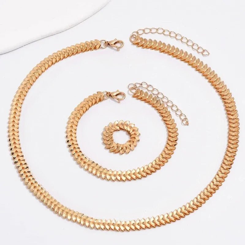 Elegant Ocean Jewelry Set with Necklace, Bracelet, and Ring