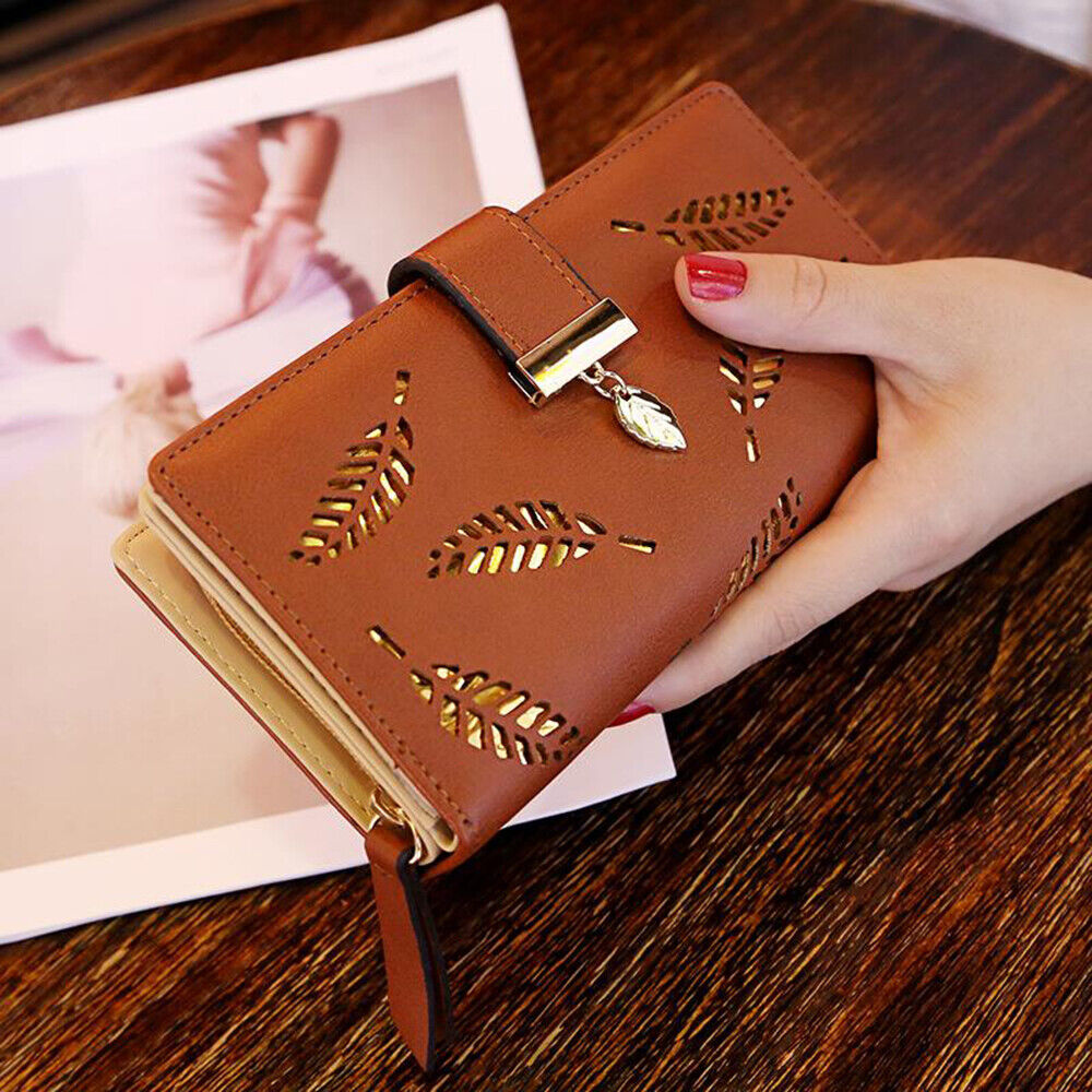 Luxury PU Leather Wallet with Leaf Accent