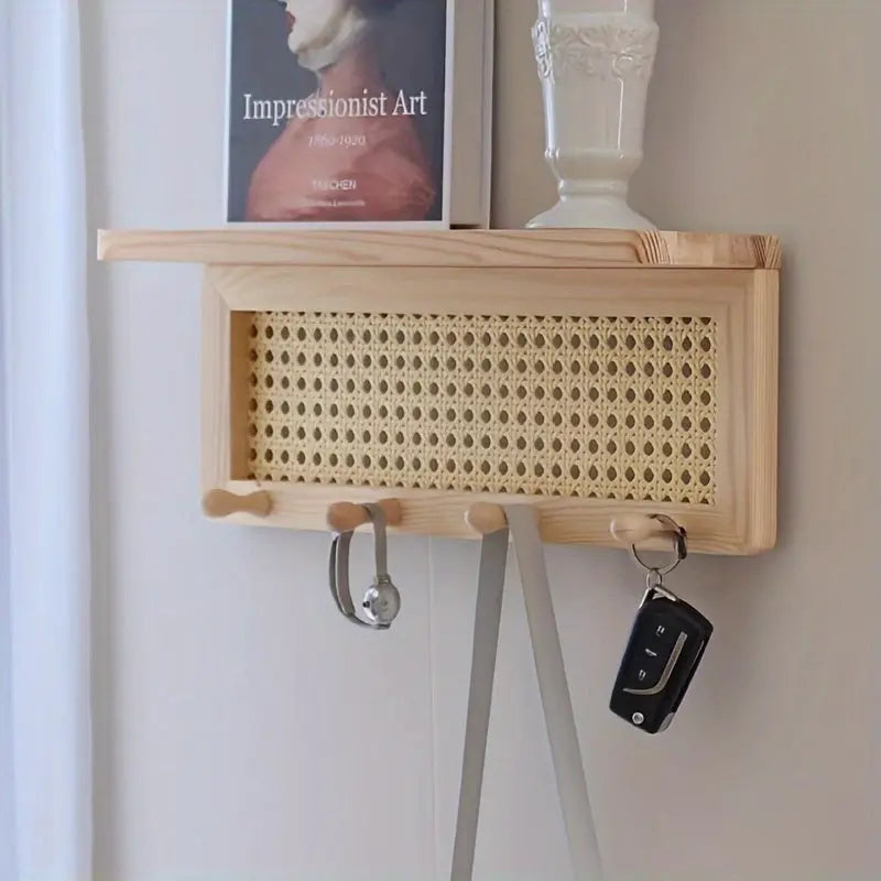 Wall Mount Shelf with Hooks