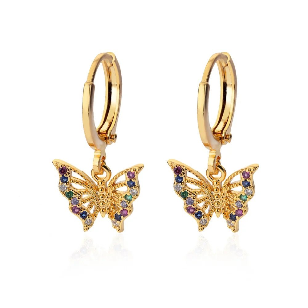 Pretty Gemstone Butterfly Stud Earrings