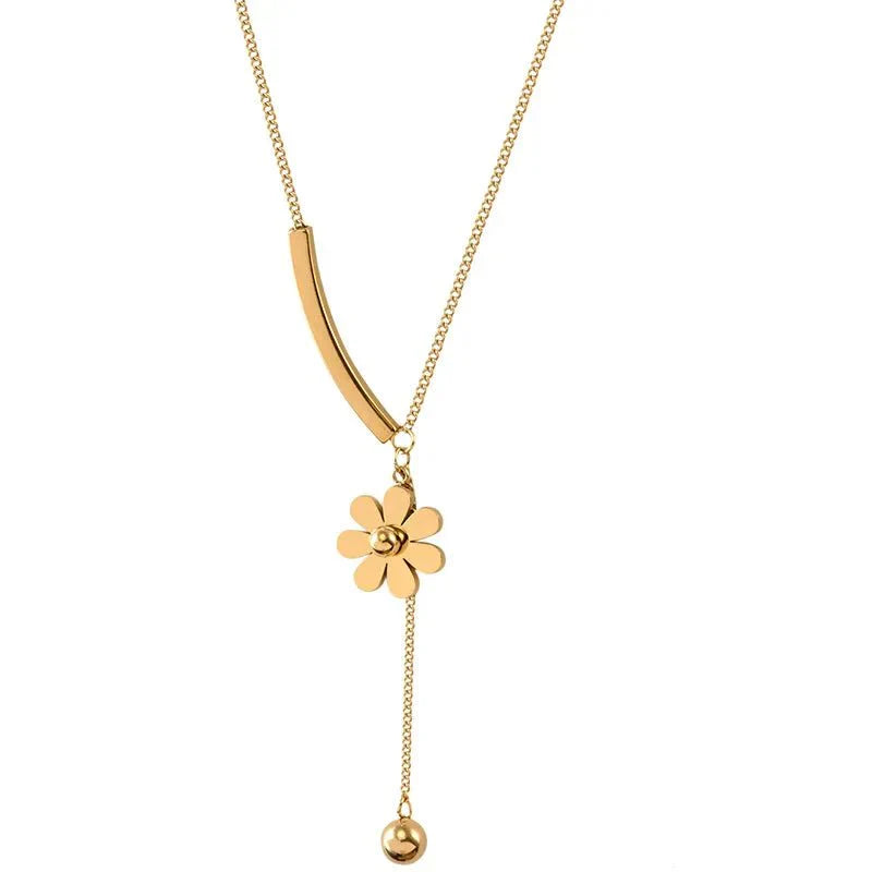 Delicate Flower Drop Chain Necklace
