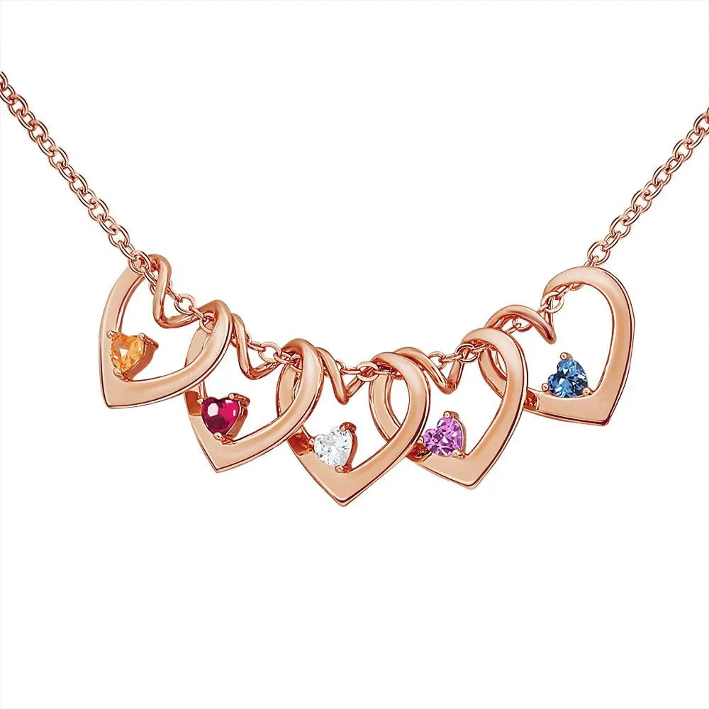 Delicate Heart Birthstone Bangle Necklace Set