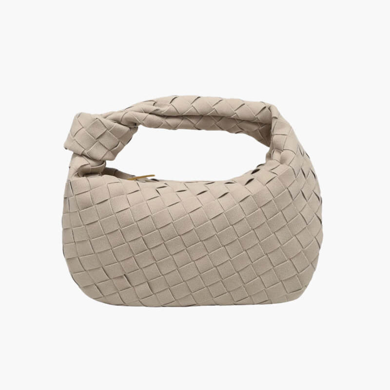 Small Luxury Suede Crossbody Bag with Gold Details