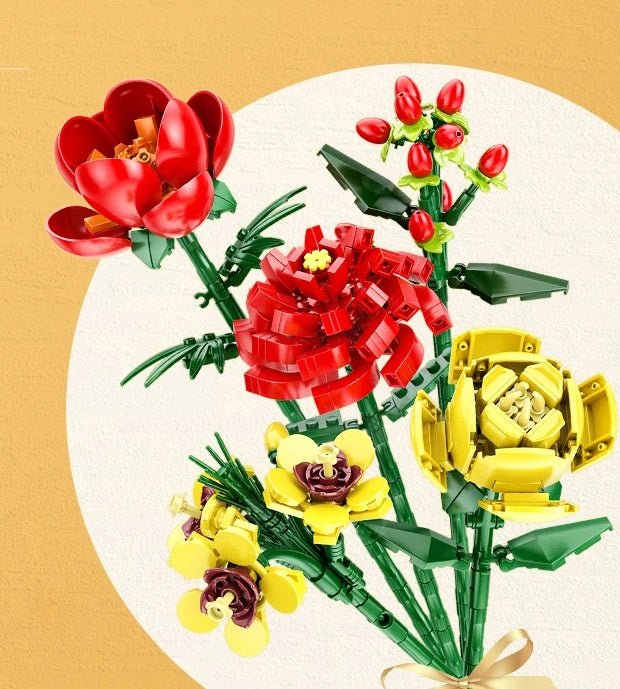 Colorful Flower Building Kit with Snowdrop Figures