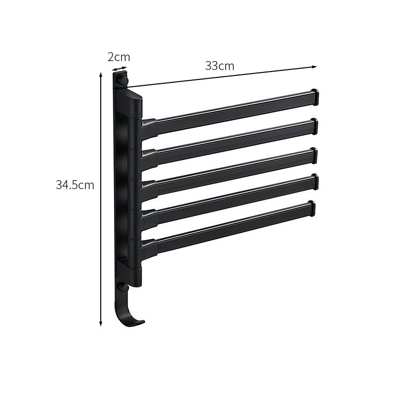 Space Saving 5-Arm Black Towel Holder
