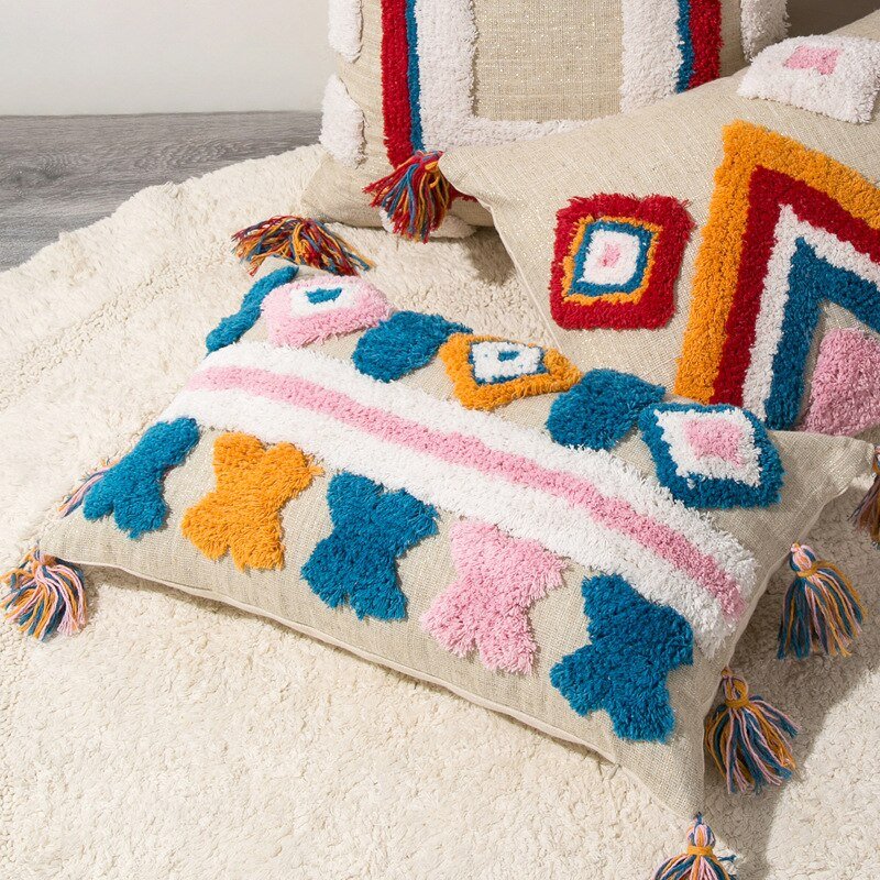 Colorful Moroccan Throw Pillow in Bohemian Design