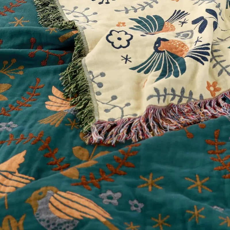 Soft Peach & Grey Throw Blanket Reversible Plush