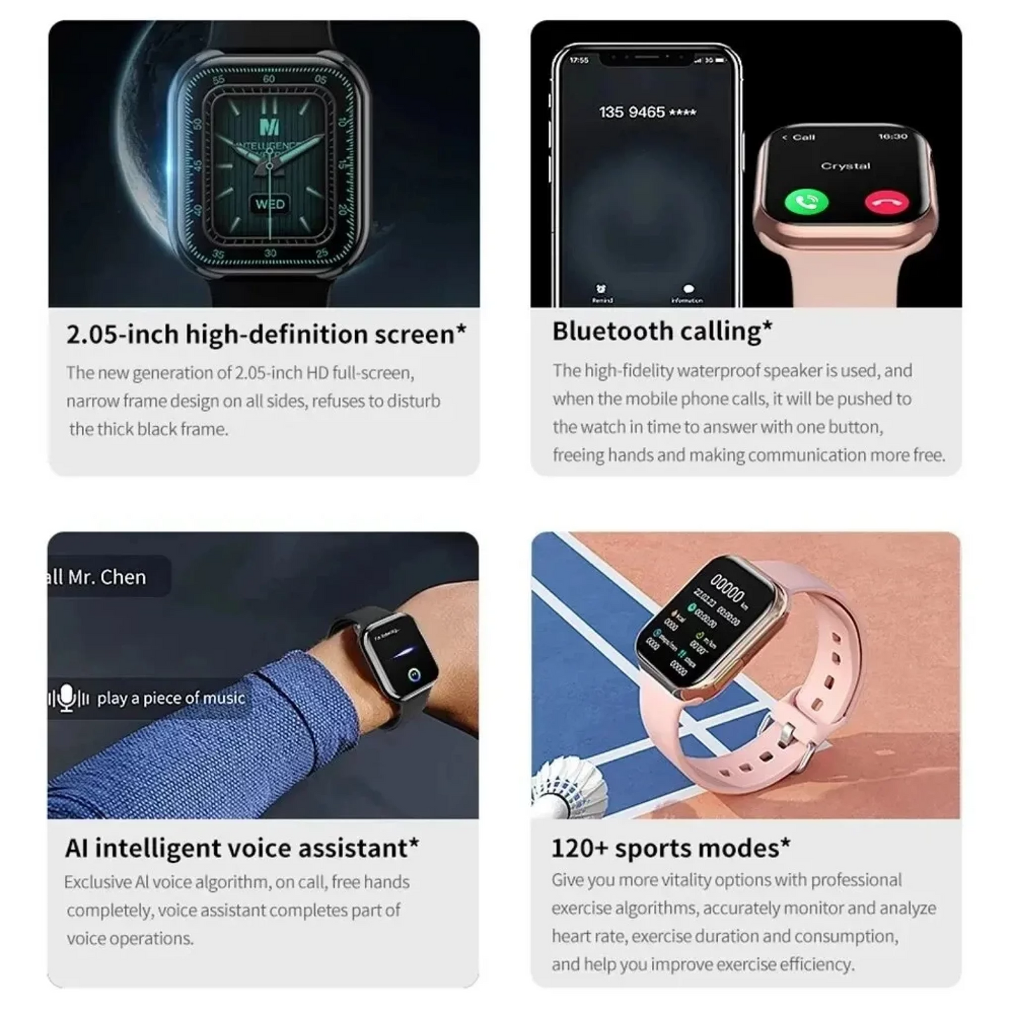 Waterproof Fitness Watch with 1.9 Inch HD Screen