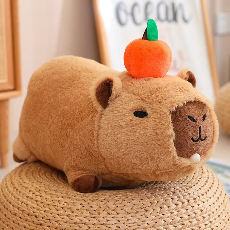 Soft Cute Capybara Plush Toy with Orange Friend