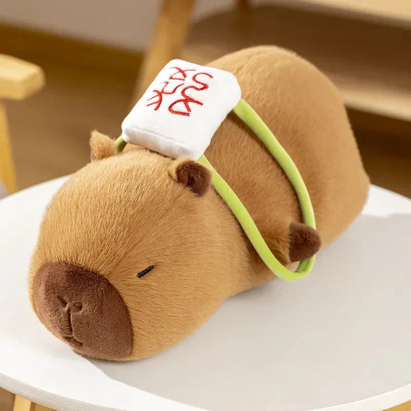 Cute Capybara Mahjong Plush Backpack Buddy