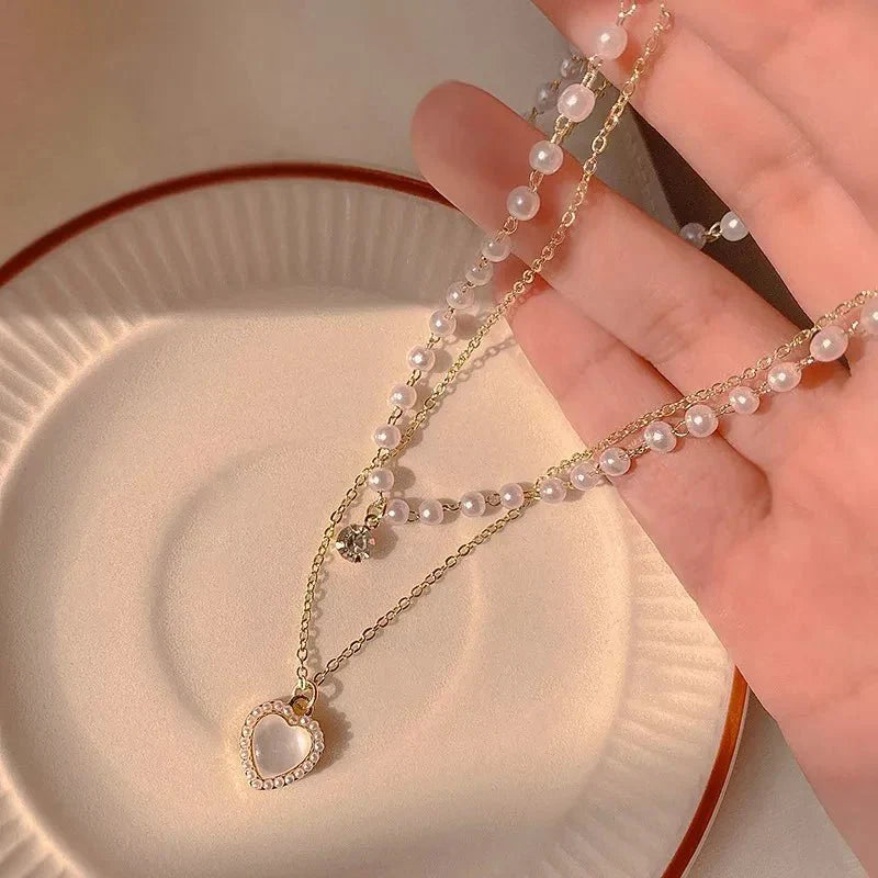 Double Layered Heart Duo Necklace