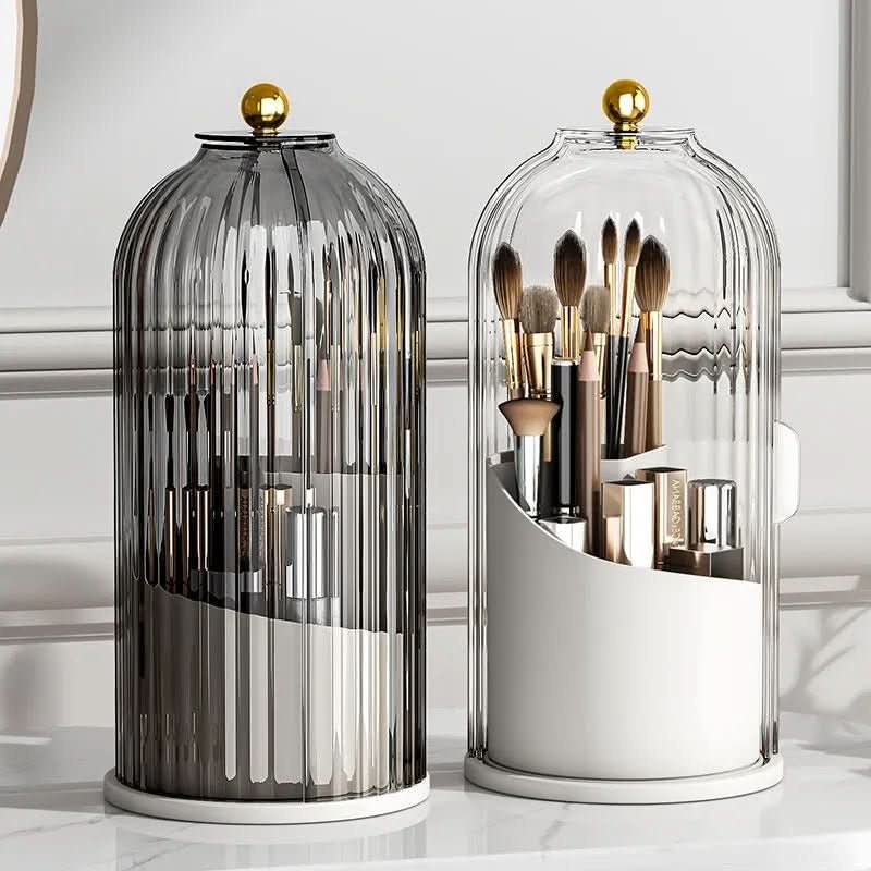 Rotating Makeup Brush Holder with Storage Lid