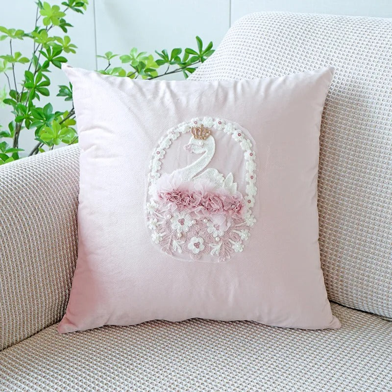 Soft Pink Bunny Throw Pillow Cover