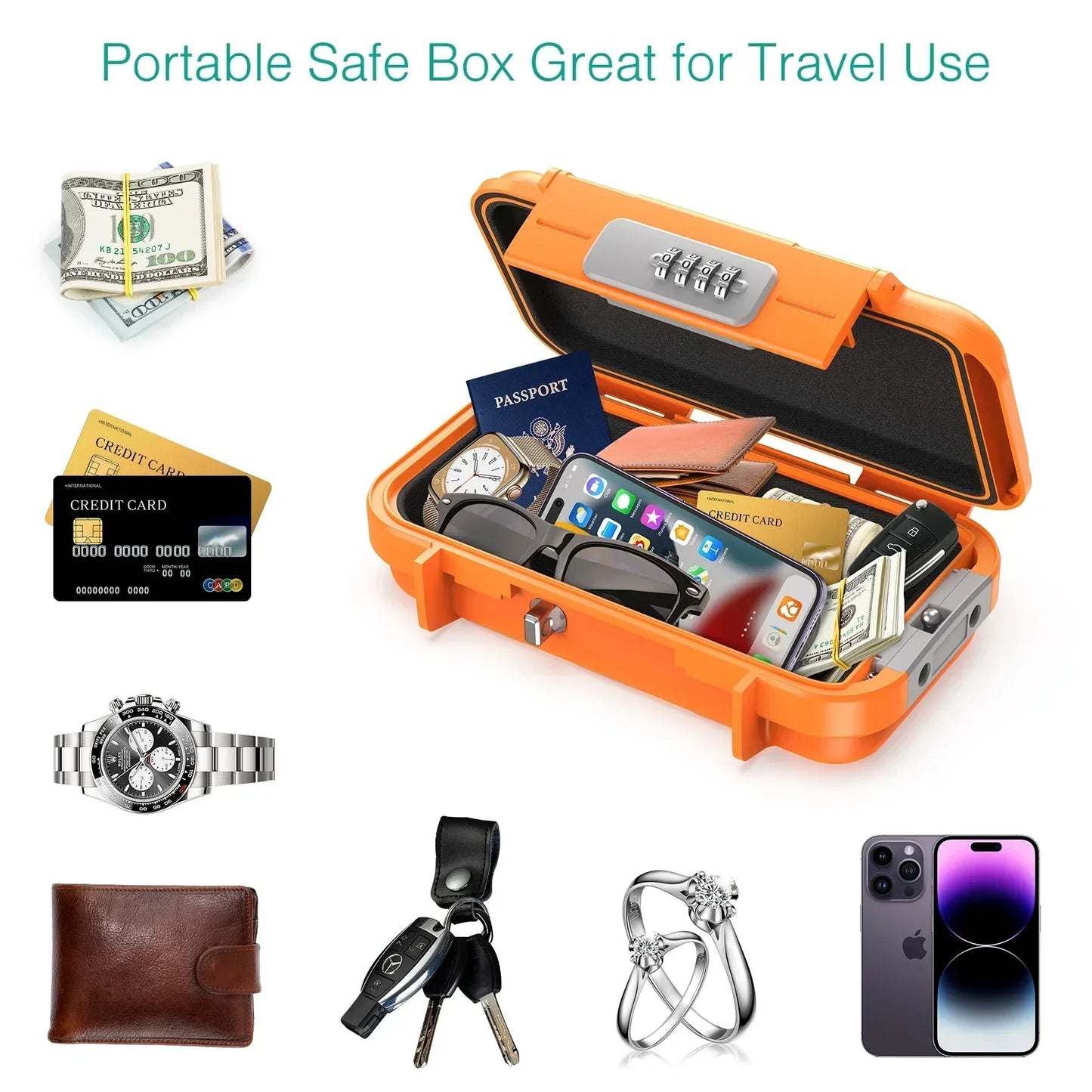 Portable Travel Safety Box with Lock and Cable