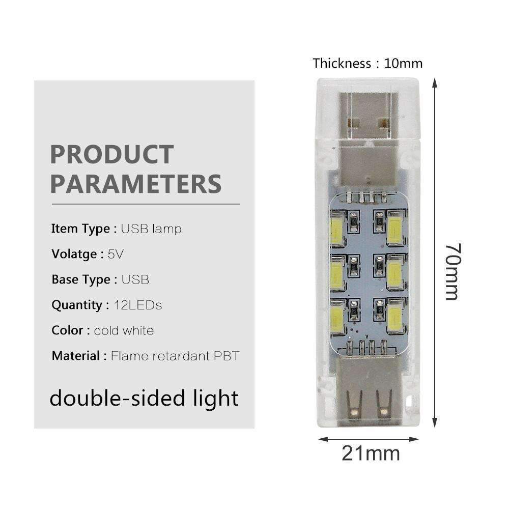 Compact USB LED Bedside Lamp - Bright White Light
