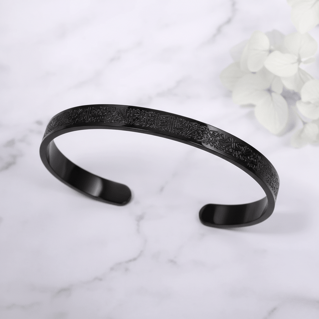 Simple Stainless Steel Bangle with Prayer Engraving
