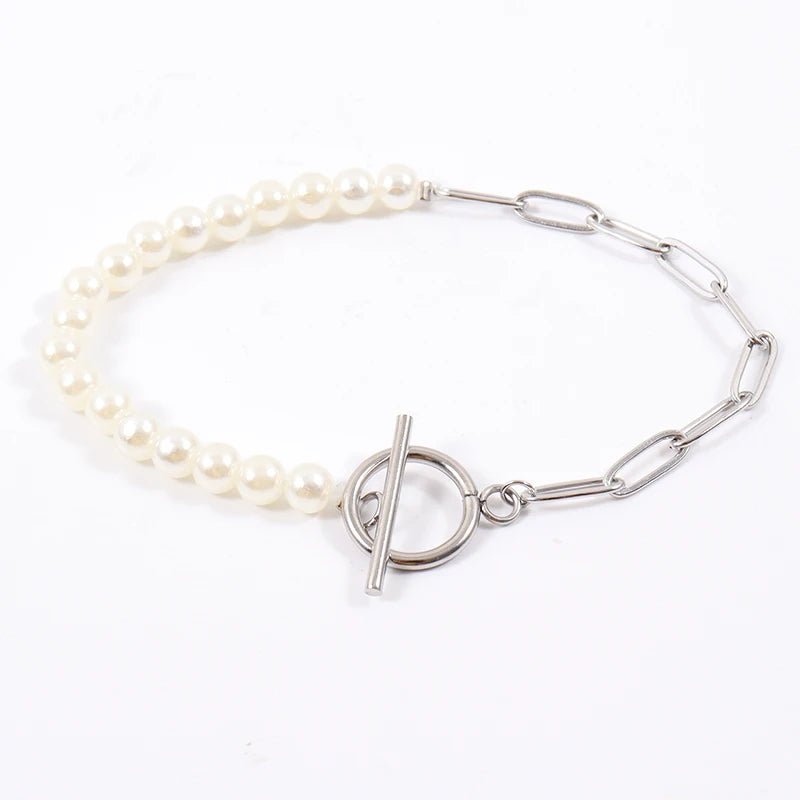 Unique Beaded Paperclip Pearl Layered Necklace