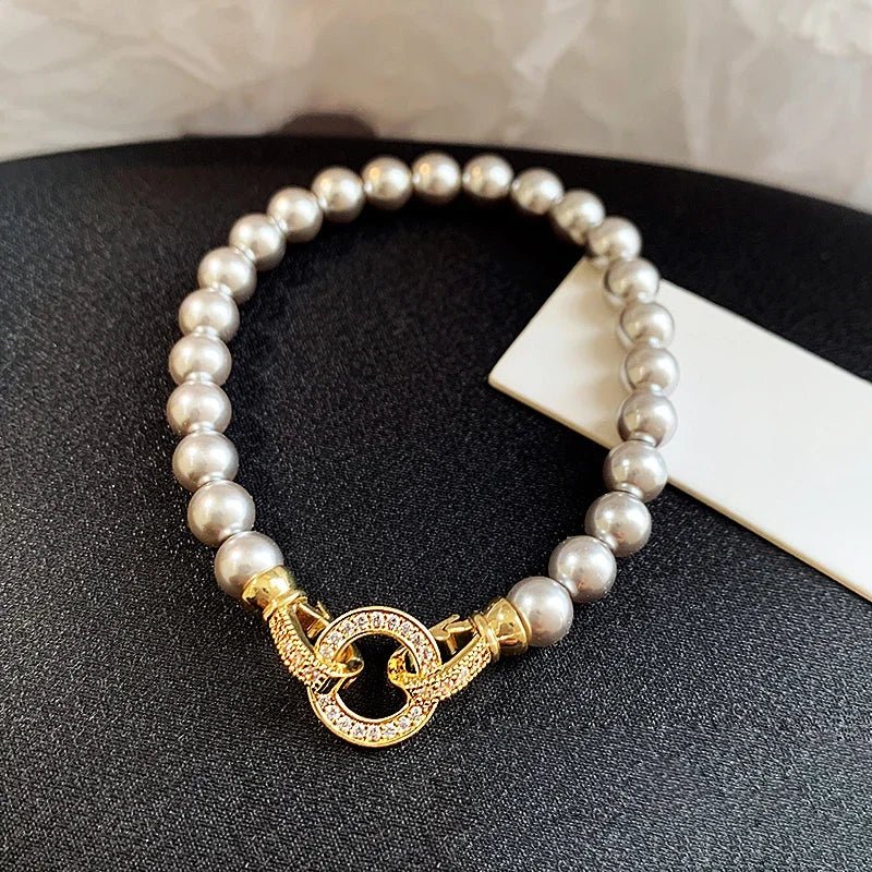 Elegant Pearl Diamond Circle Pendant Set