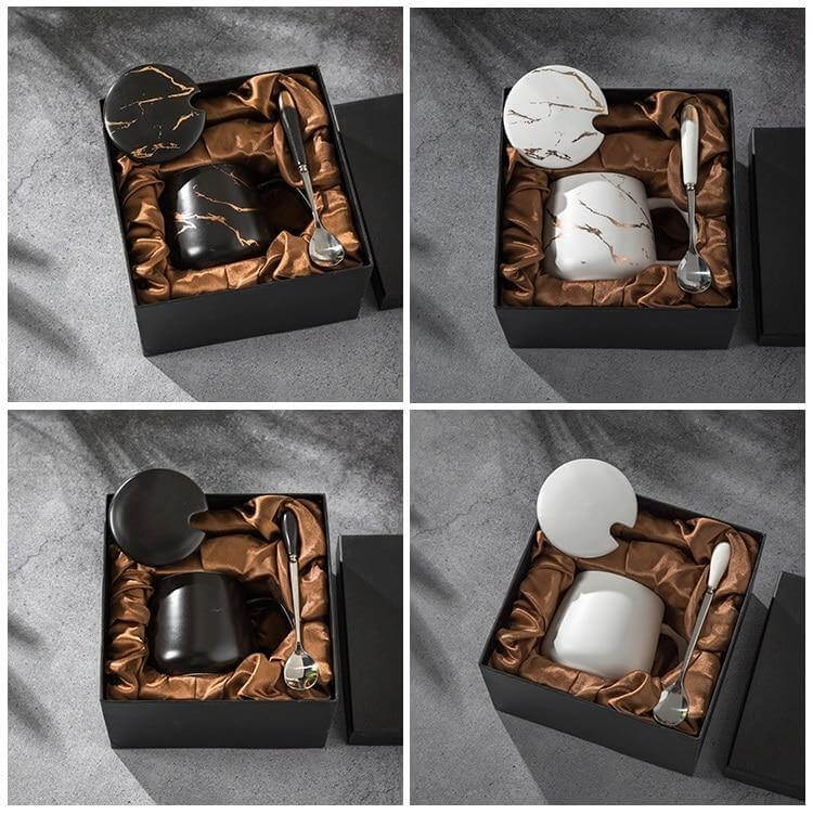 Luxury Marble Patterned Coffee Mug Gift Set