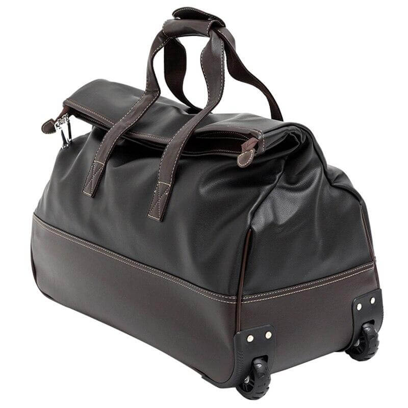 Durable Leather Travel Case Waterproof Rolling Bag