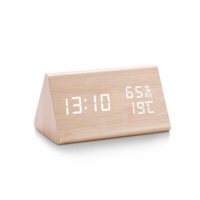 Compact Digital Alarm Clock with LED Display and Temperature