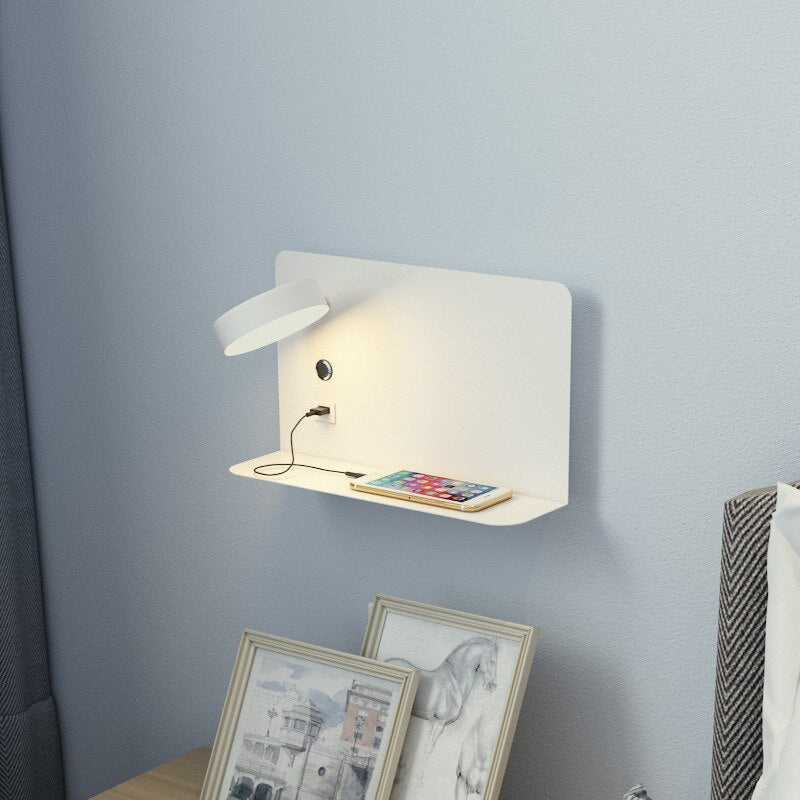 Bedside LED Wall Light with USB Charging Port