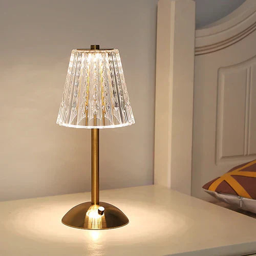 Elegant Glass Table Lamp with Warm Gold Lighting