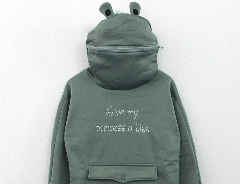 Asian Inspired Frog Long Sleeve Hooded Sweatshirt
