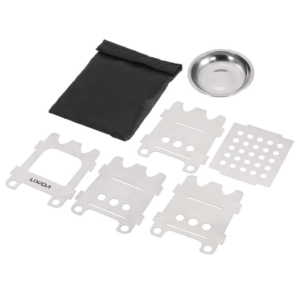 Portable Folding Camp Stove with Alcohol Burner Stainless Steel