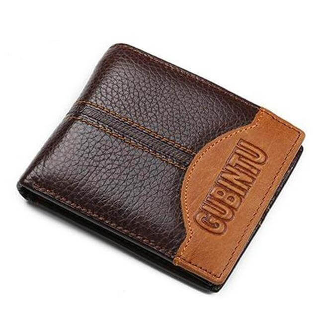 Authentic Leather Mens Wallet with Zipper Coin Pouch