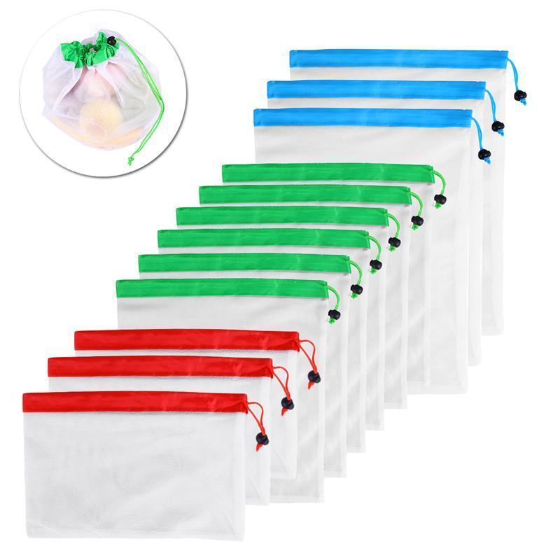 Eco Friendly Reusable Mesh Grocery Bags 12 Pack
