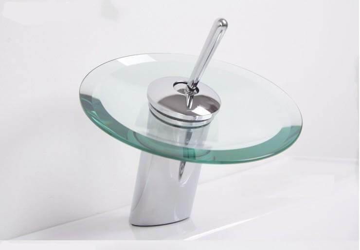 Stylish Round Glass Waterfall Kitchen Faucet
