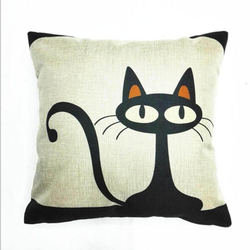 Vintage Kitty Print Pillow Cover - Fesara