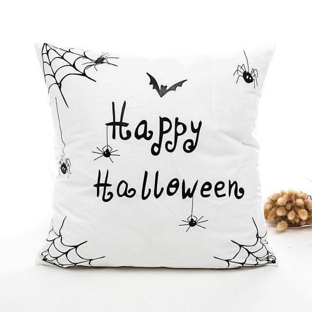 Spooky Black White Halloween Throw Pillow Covers