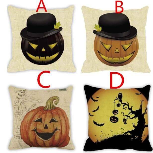 Spooky Orange Halloween Throw Pillow Covers