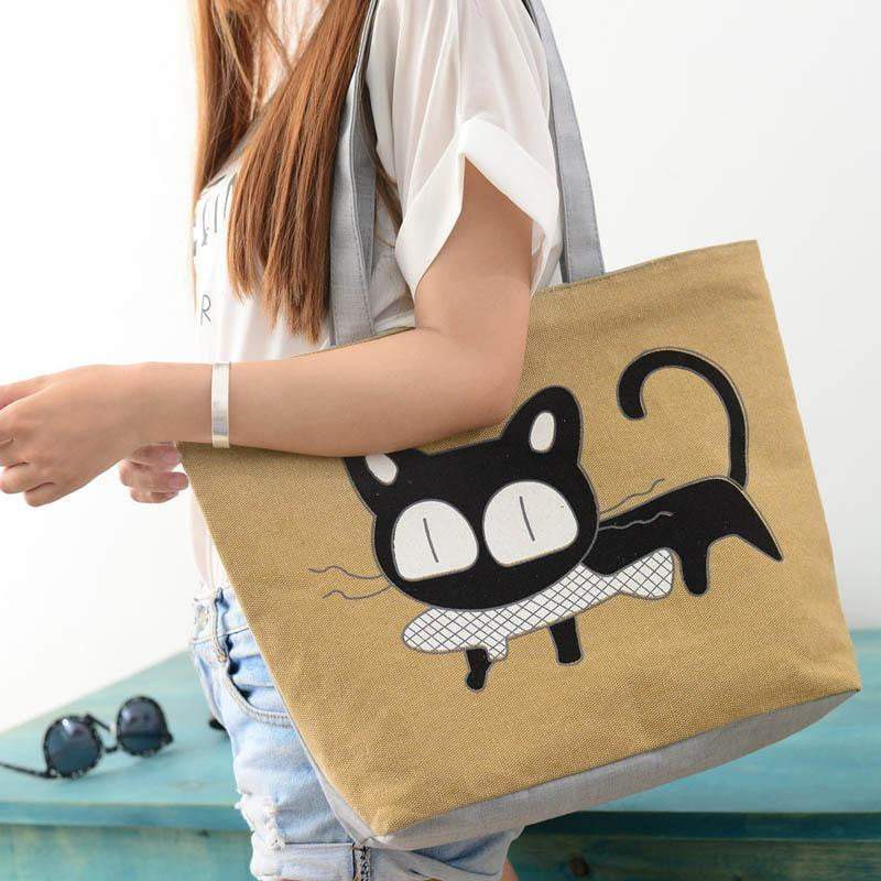 Stylish Cat Print Women's Tote Shoulder Bag
