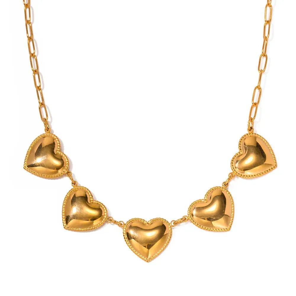 Lovely 5 Heart Pendant Necklace