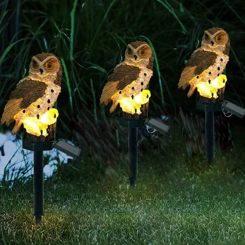 Solar Powered Owl Outdoor Garden Lamp